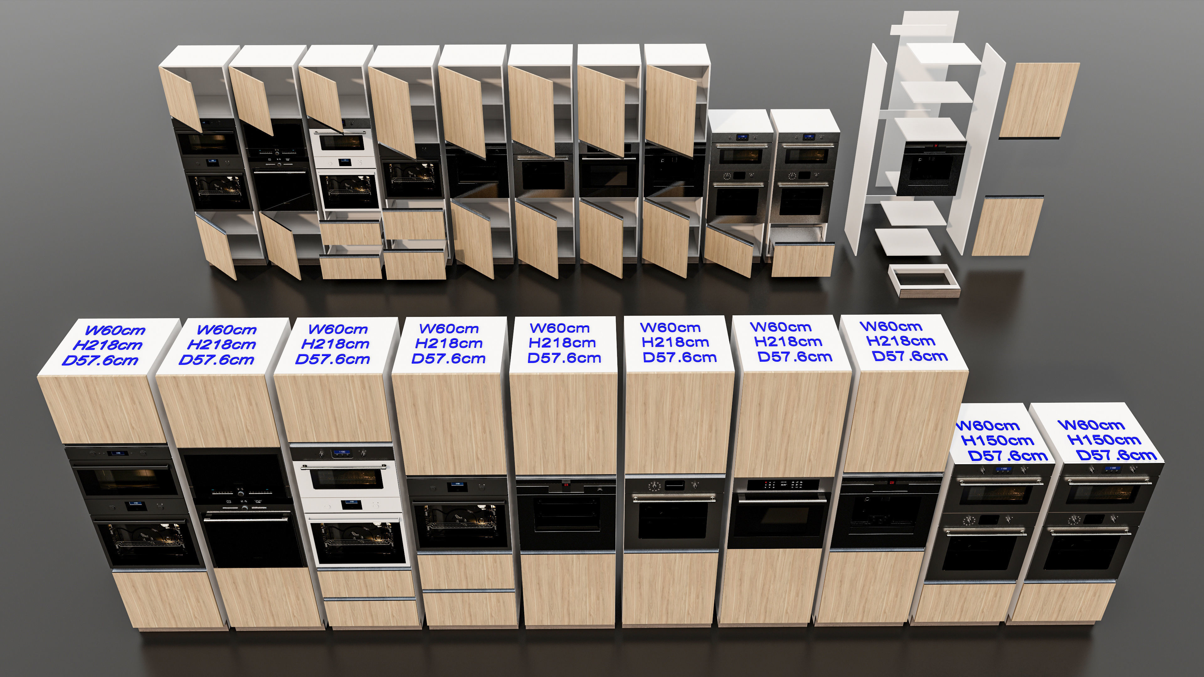 Kitchens and closets library of dynamic blocks Kitchen cabinets Low-poly 3D model_4