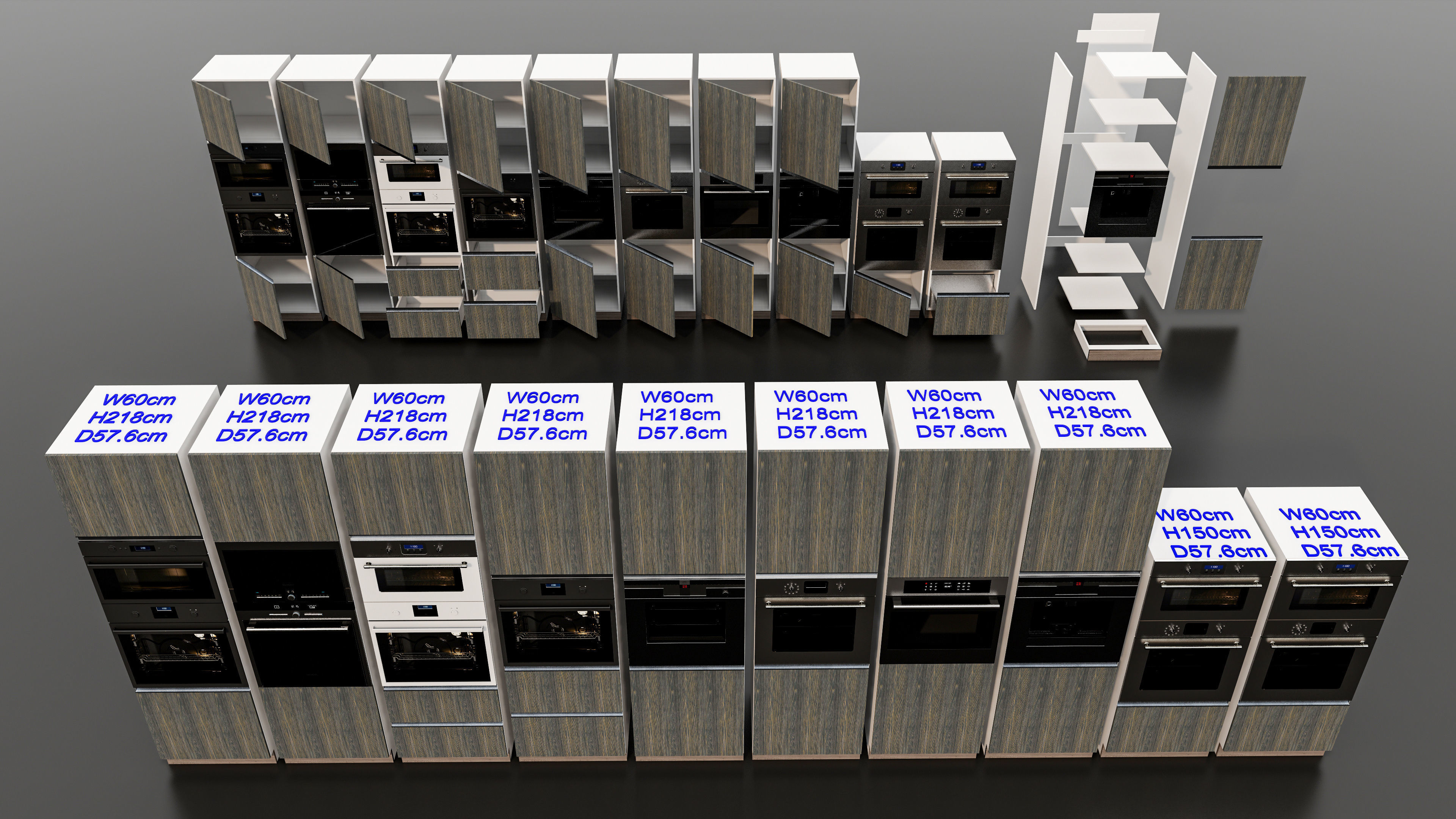 Kitchens and closets library of dynamic blocks Kitchen cabinets Low-poly 3D model_2