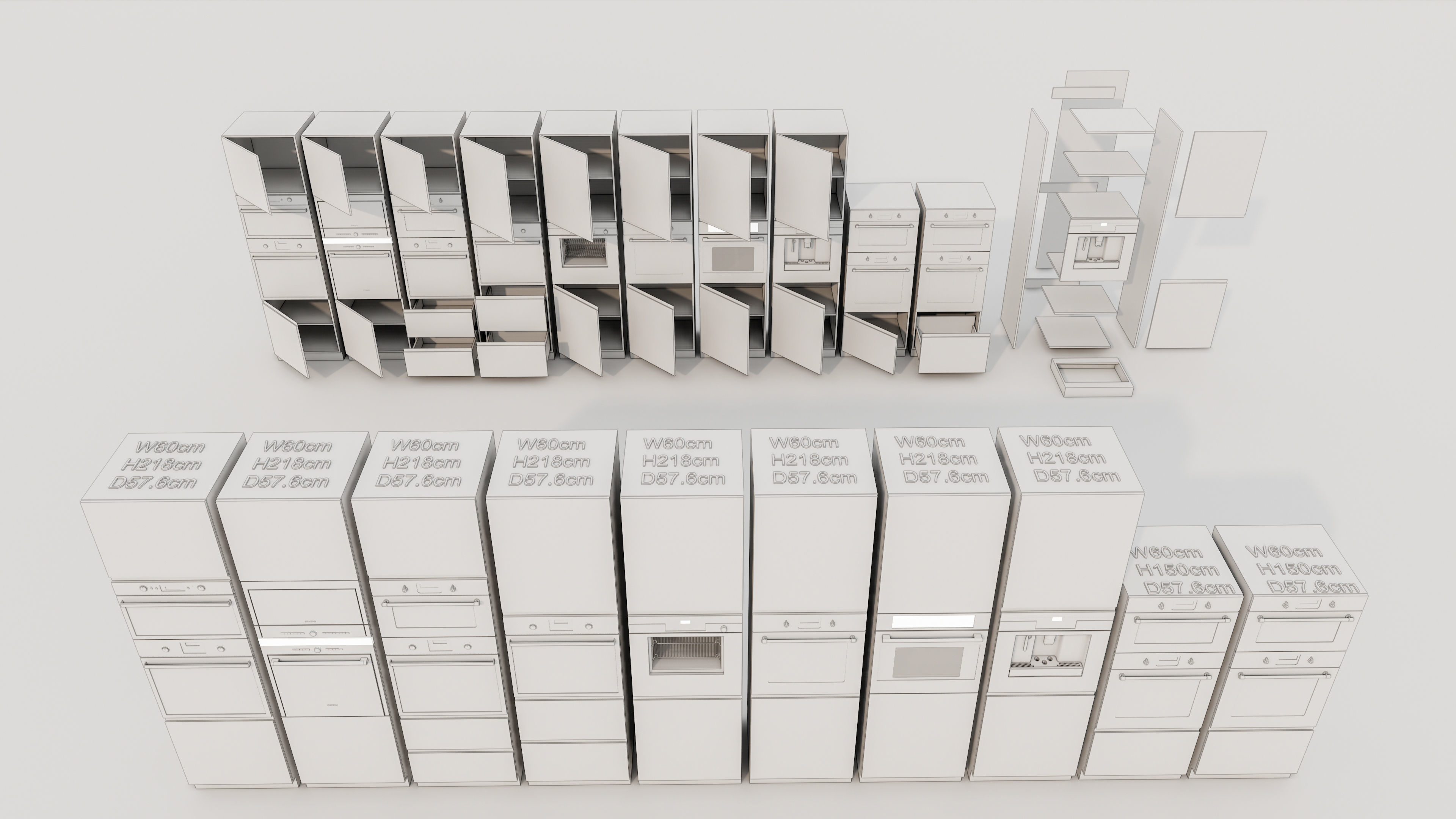 Kitchens and closets library of dynamic blocks Kitchen cabinets Low-poly 3D model_17