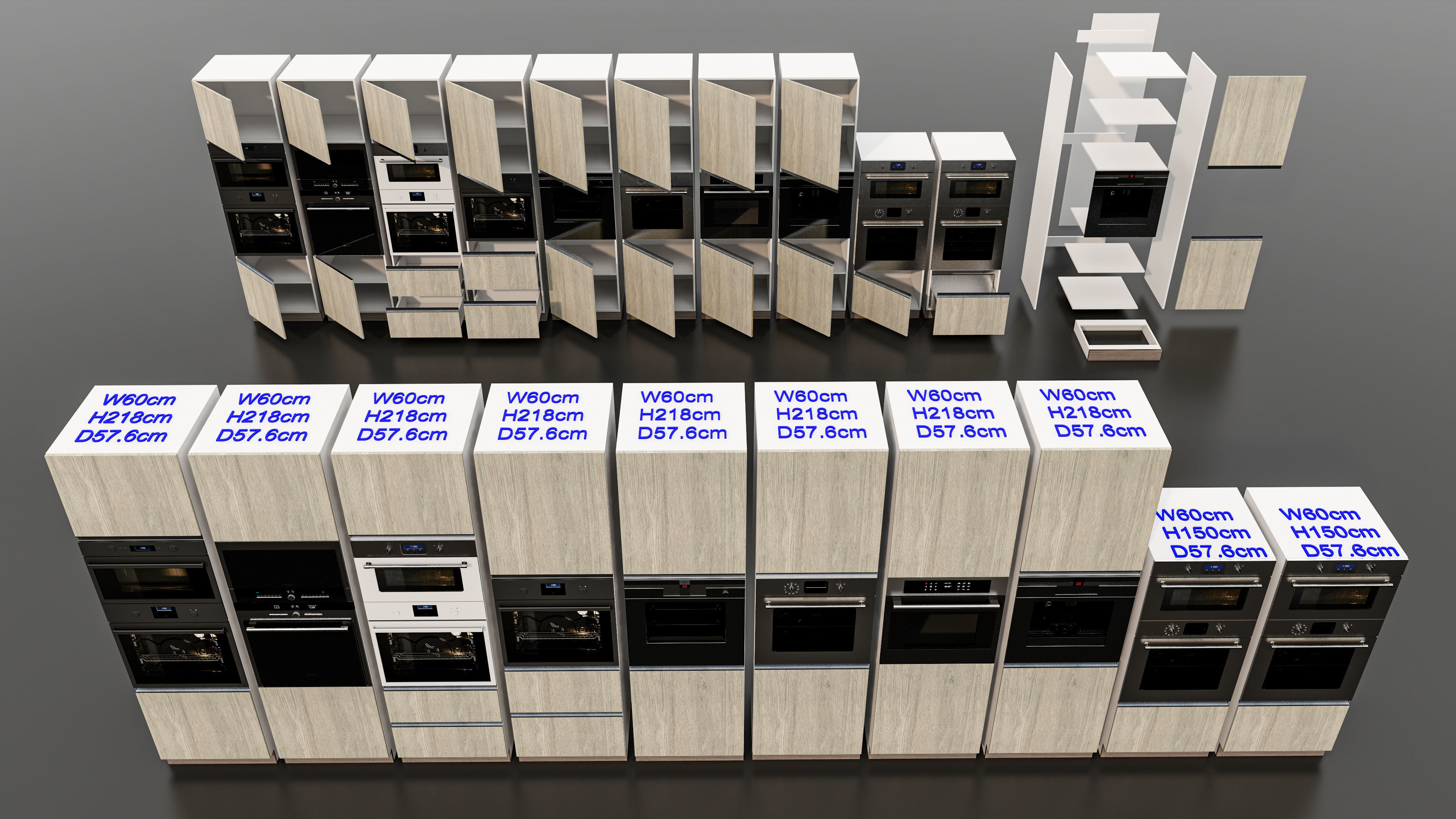 Kitchens and closets library of dynamic blocks Kitchen cabinets Low-poly 3D model_16