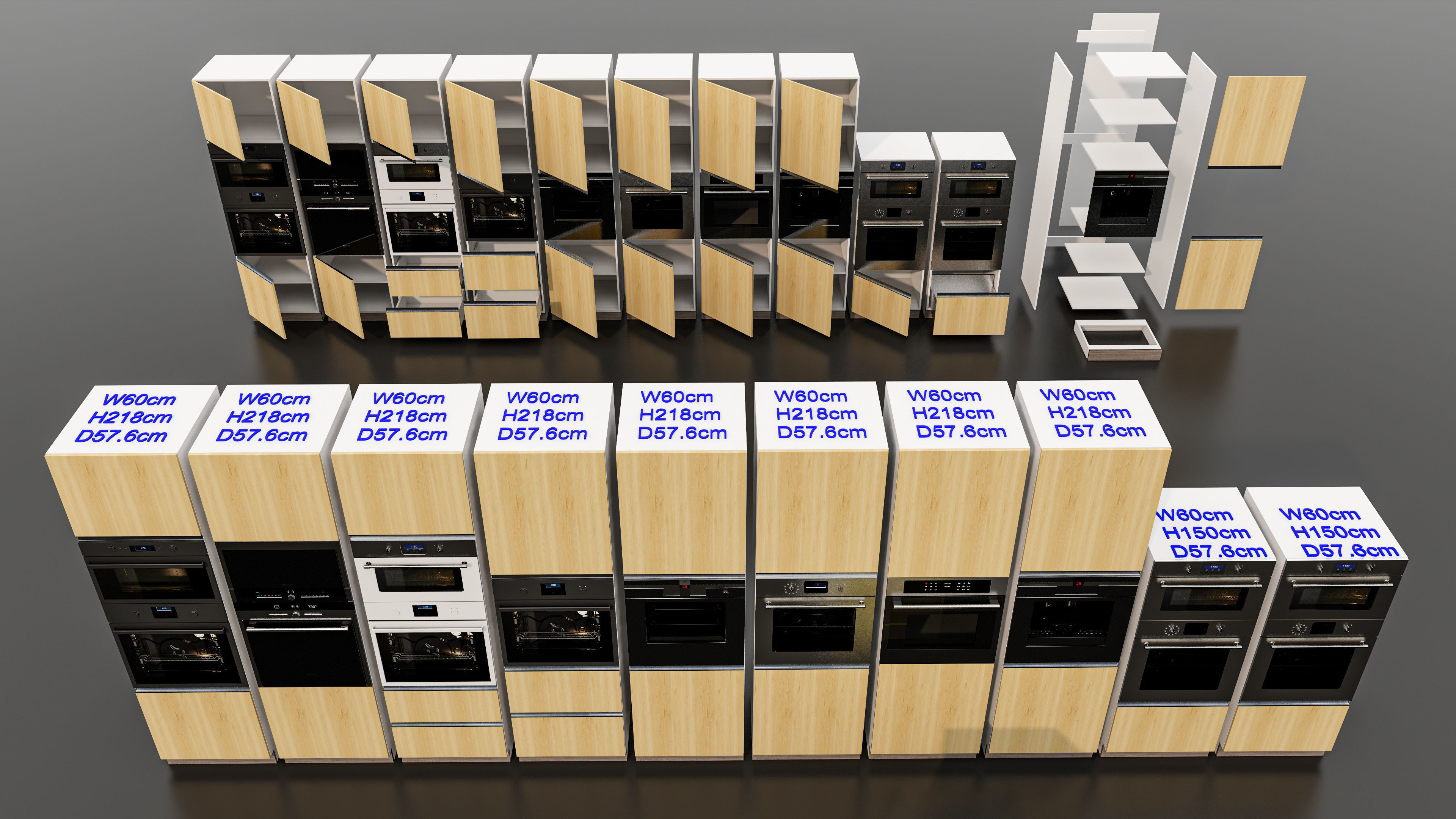 Kitchens and closets library of dynamic blocks Kitchen cabinets Low-poly 3D model_22