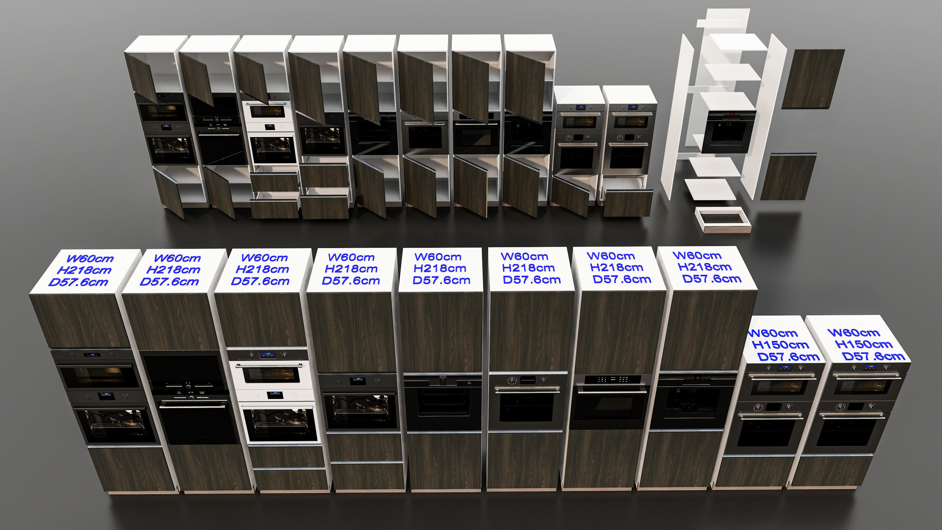 Kitchens and closets library of dynamic blocks Kitchen cabinets Low-poly 3D model_1