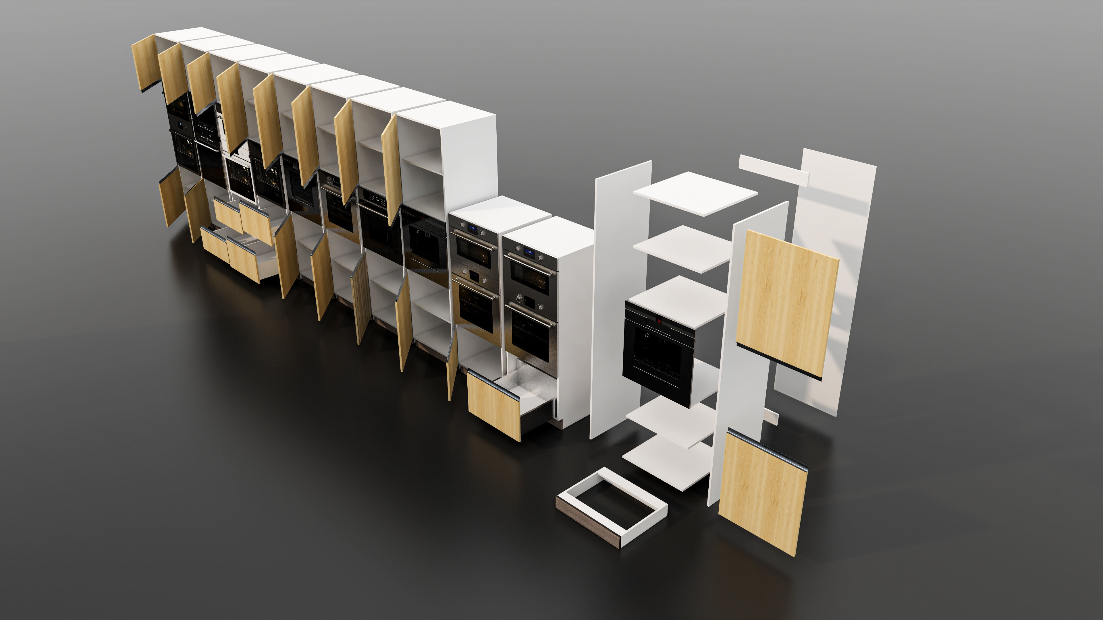 Kitchens and closets library of dynamic blocks Kitchen cabinets Low-poly 3D model_19