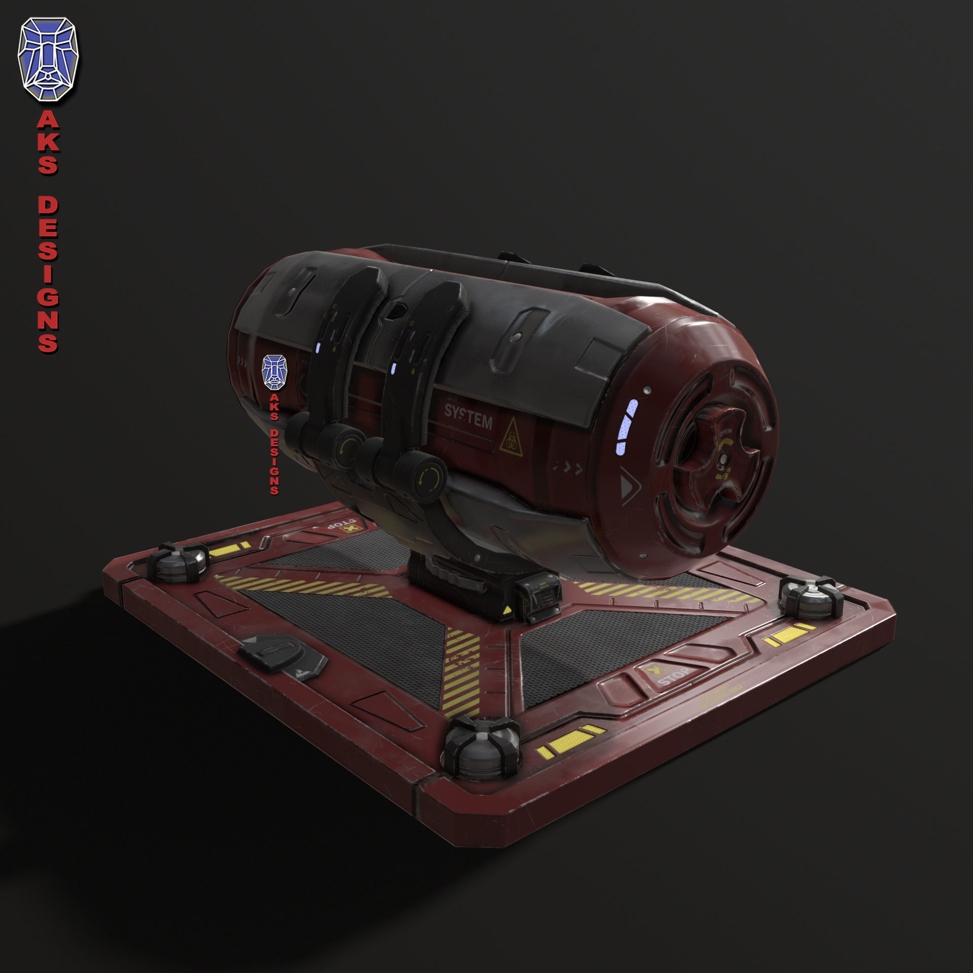 Sci fi container v1 Gameready Low-poly 3D model_9