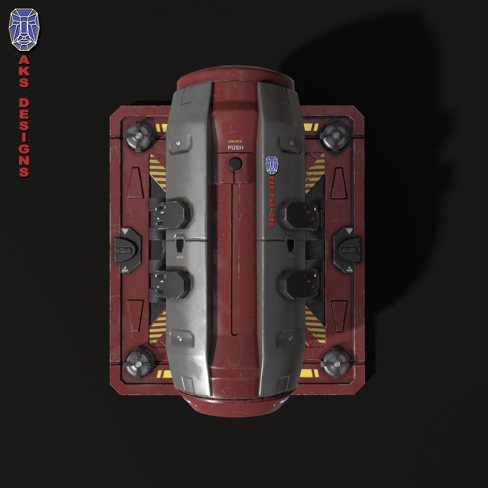 Sci fi container v1 Gameready Low-poly 3D model_7