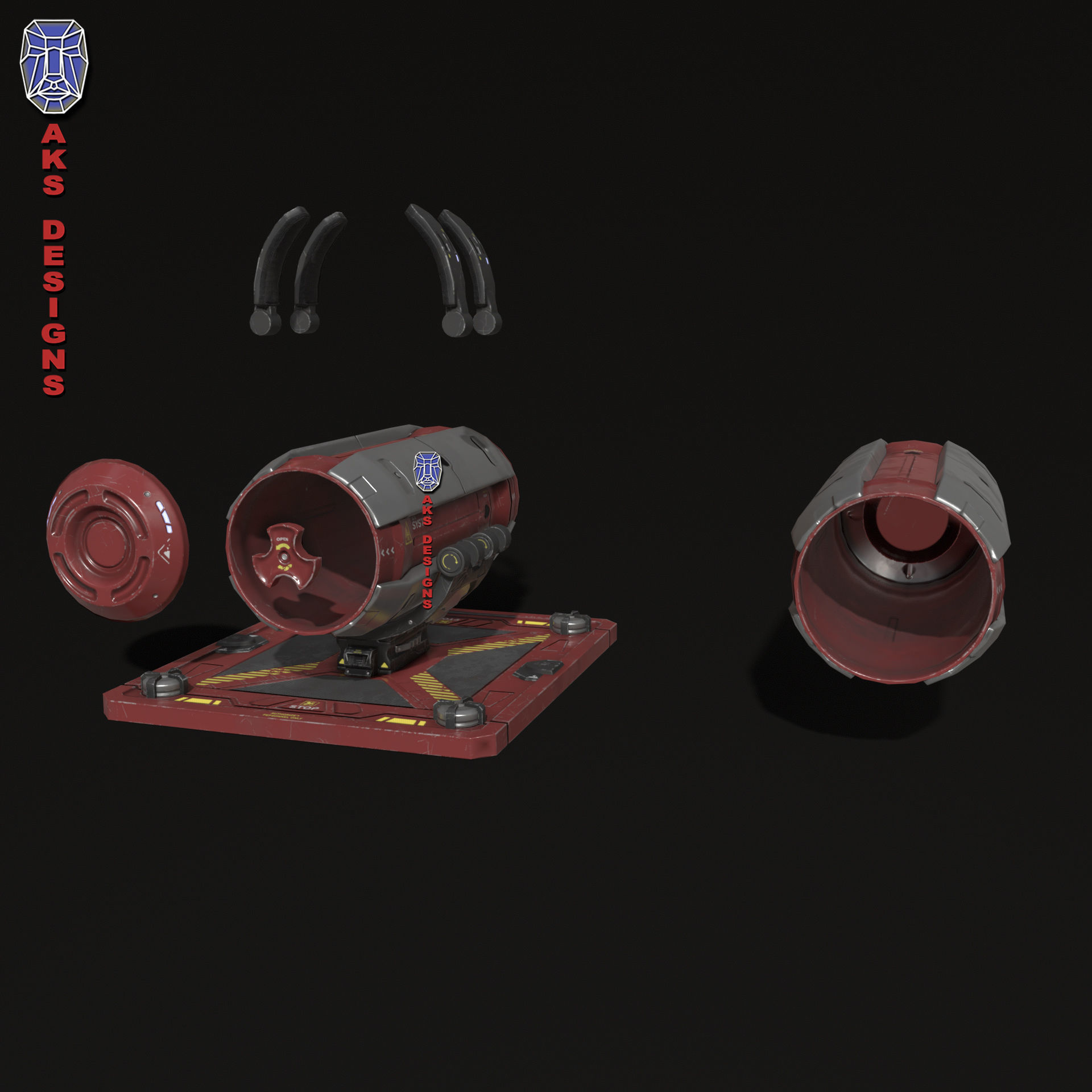 Sci fi container v1 Gameready Low-poly 3D model_12