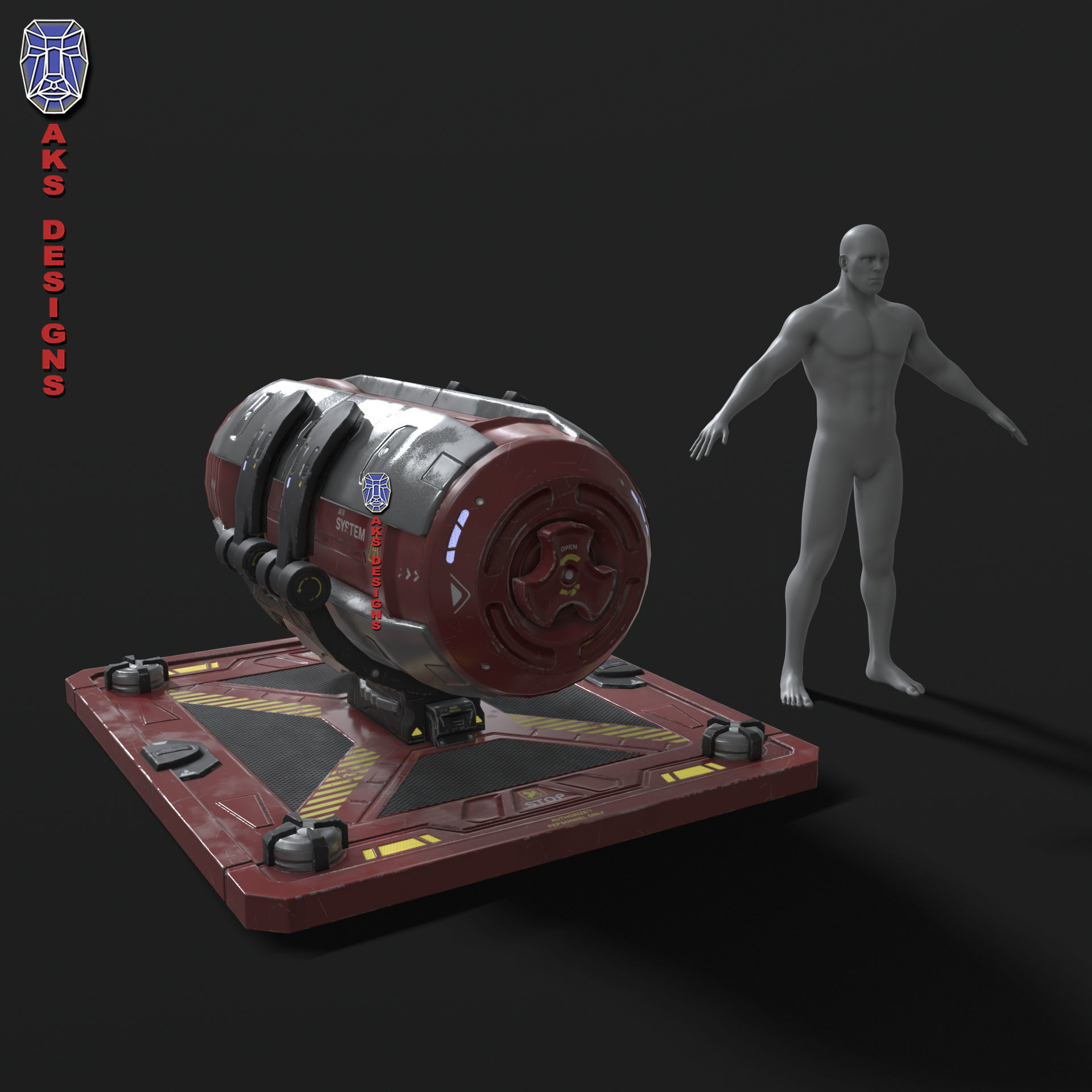Sci fi container v1 Gameready Low-poly 3D model_13