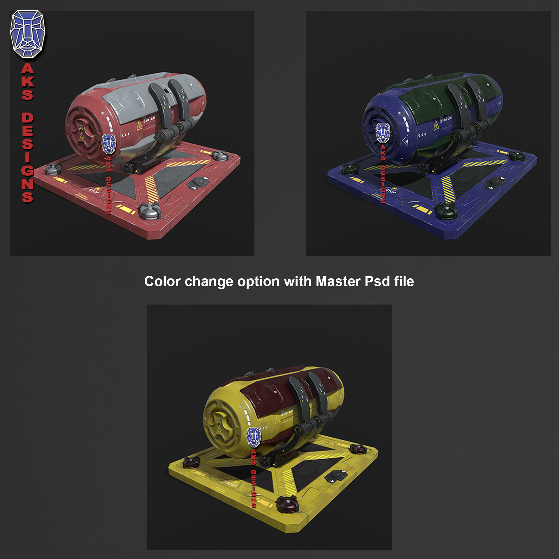 Sci fi container v1 Gameready Low-poly 3D model_14