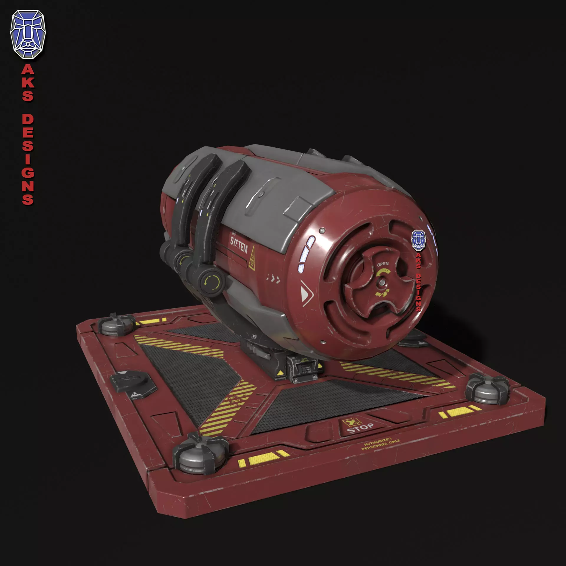 Sci fi container v1 Gameready Low-poly 3D model_0