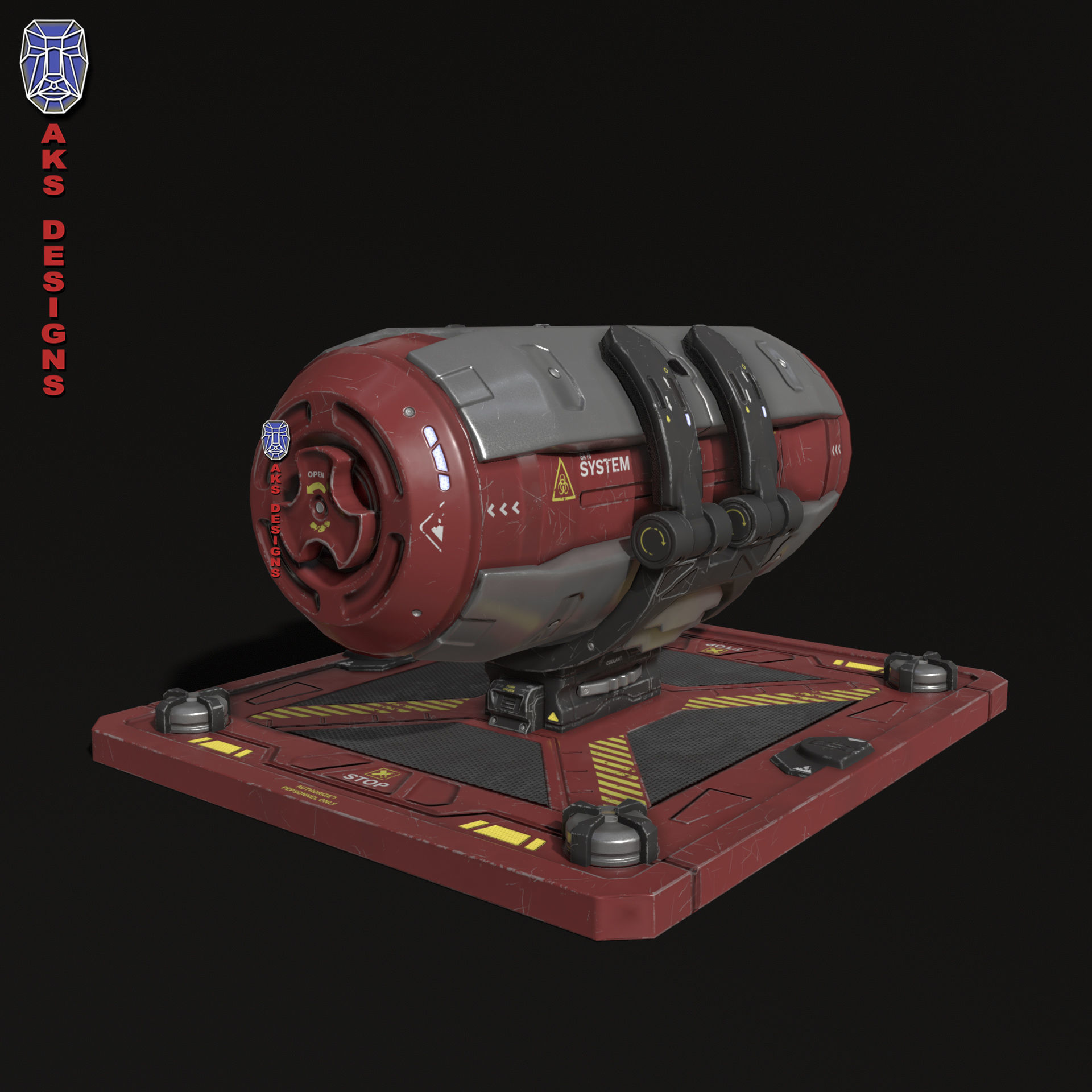 Sci fi container v1 Gameready Low-poly 3D model_2