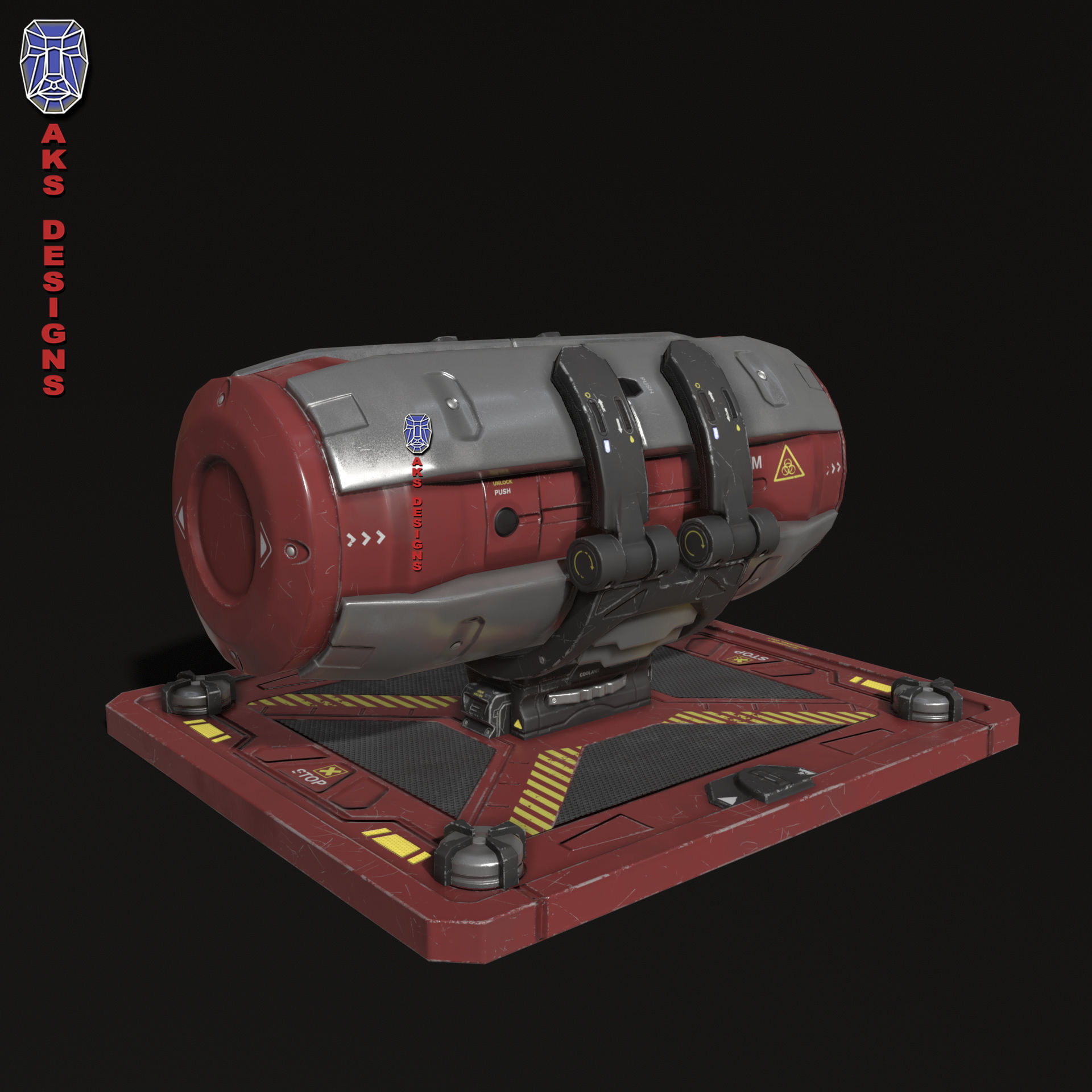 Sci fi container v1 Gameready Low-poly 3D model_5