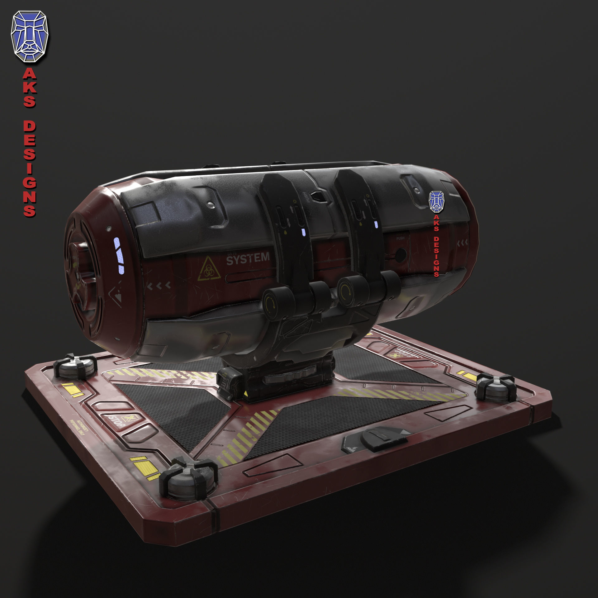 Sci fi container v1 Gameready Low-poly 3D model_8