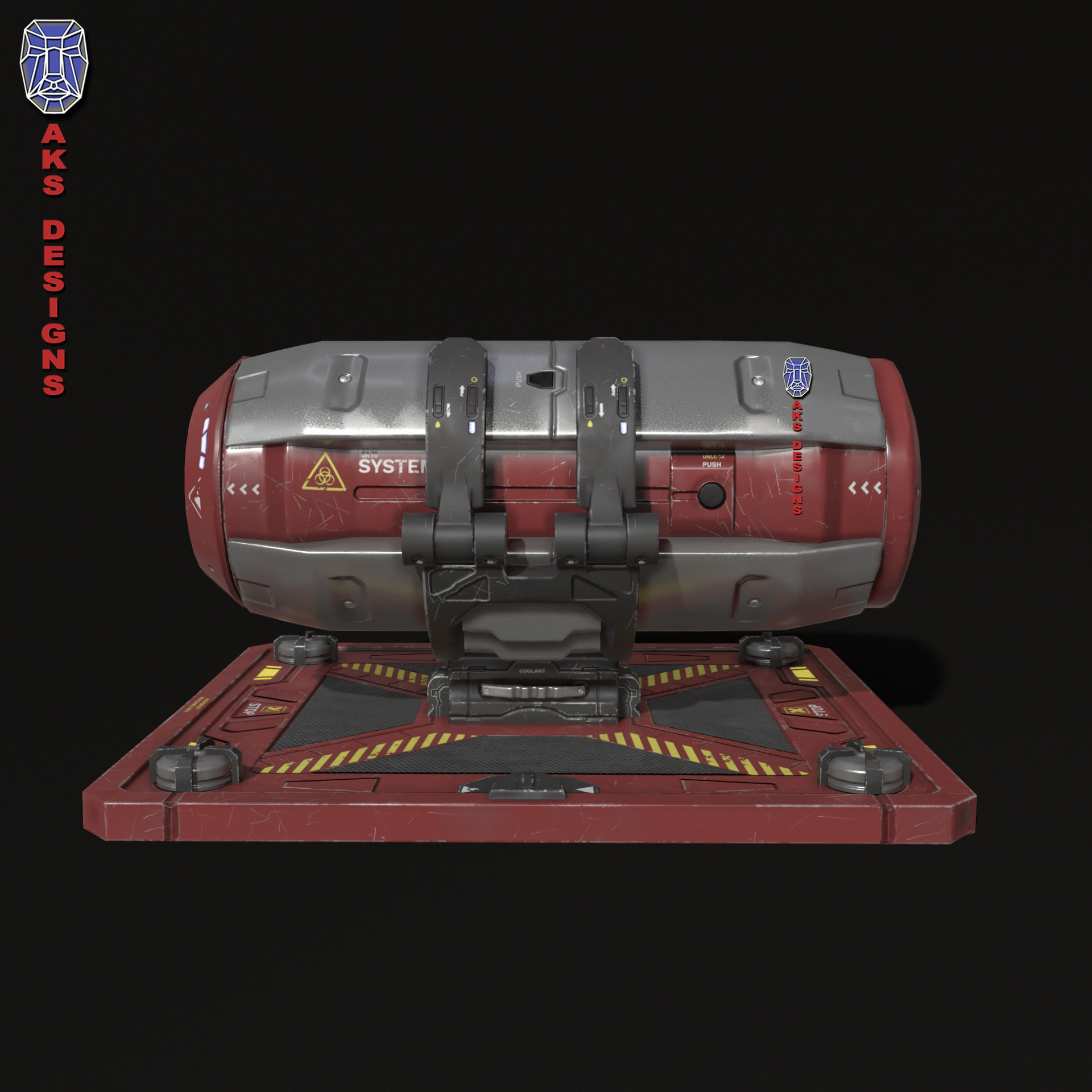Sci fi container v1 Gameready Low-poly 3D model_3