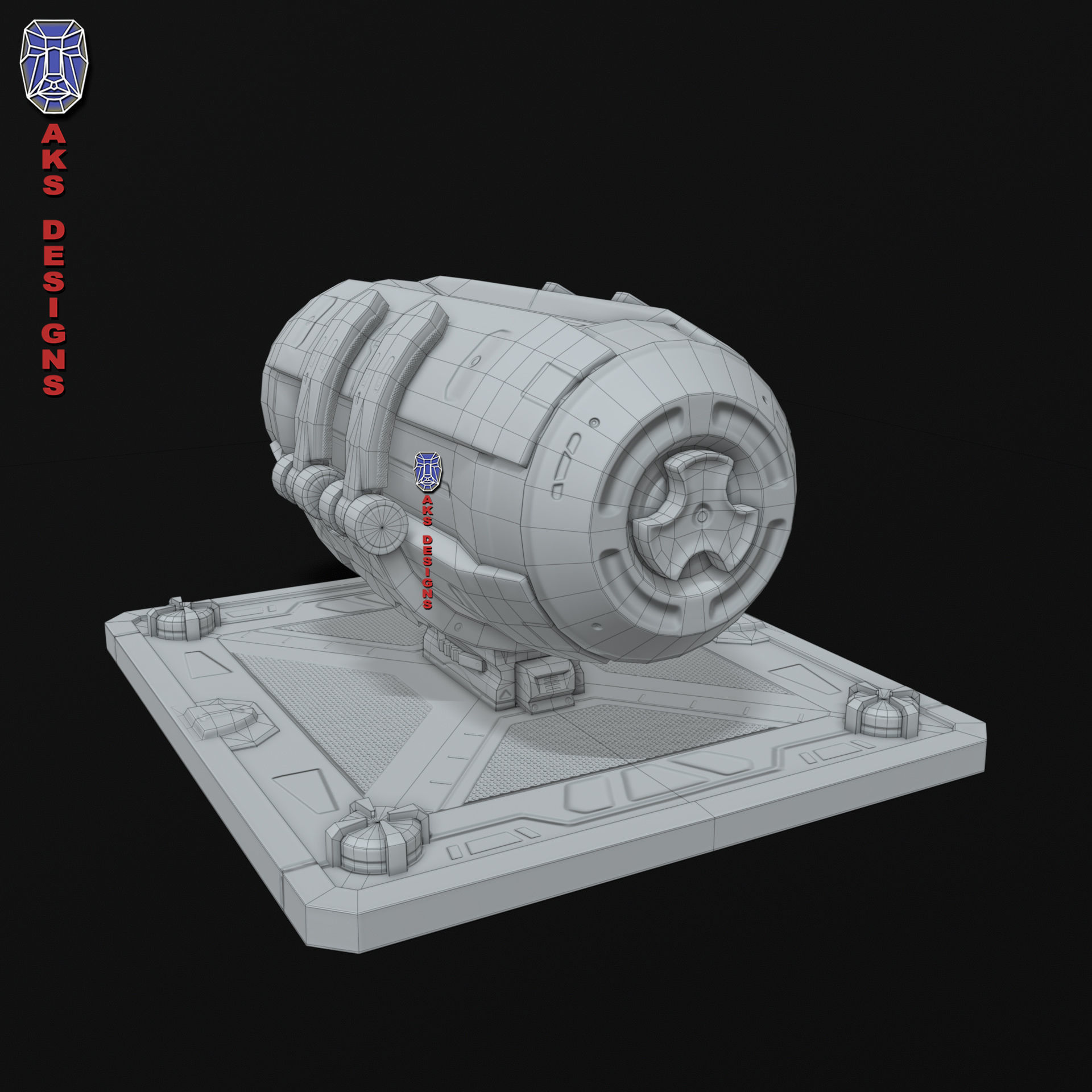 Sci fi container v1 Gameready Low-poly 3D model_16