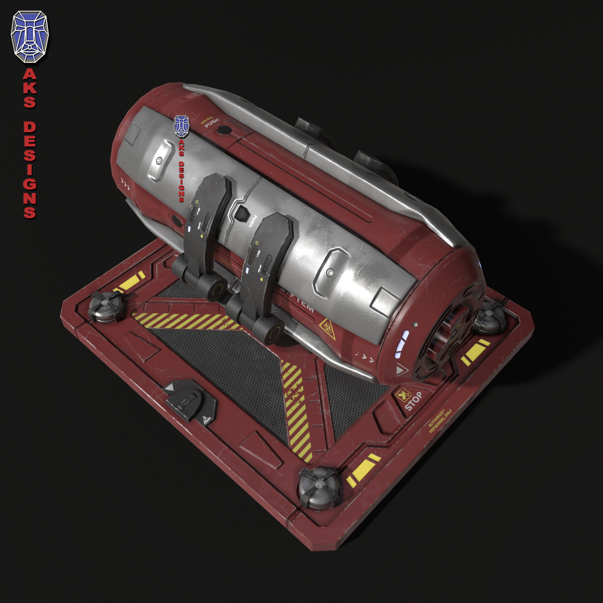 Sci fi container v1 Gameready Low-poly 3D model_6