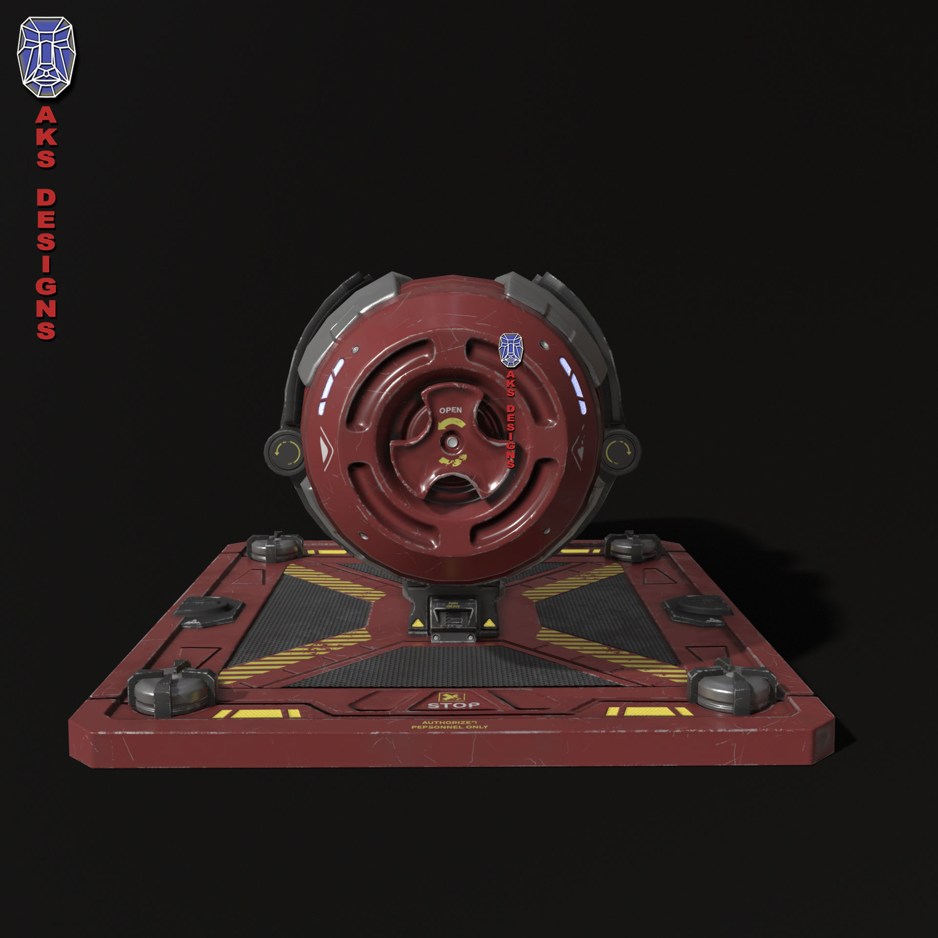 Sci fi container v1 Gameready Low-poly 3D model_1