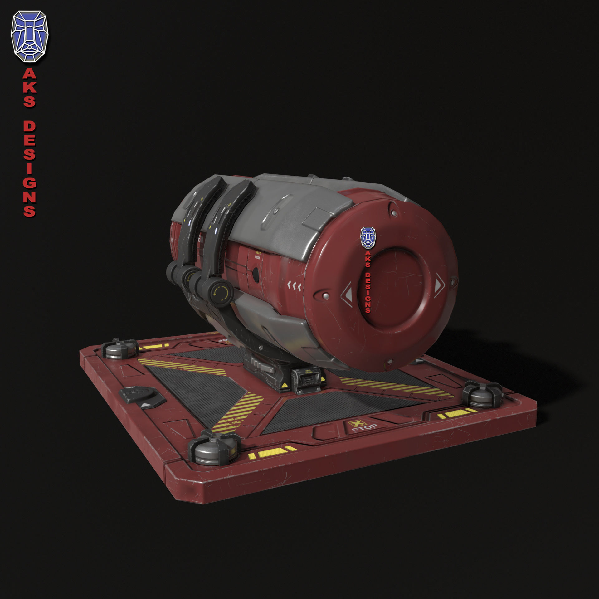 Sci fi container v1 Gameready Low-poly 3D model_4