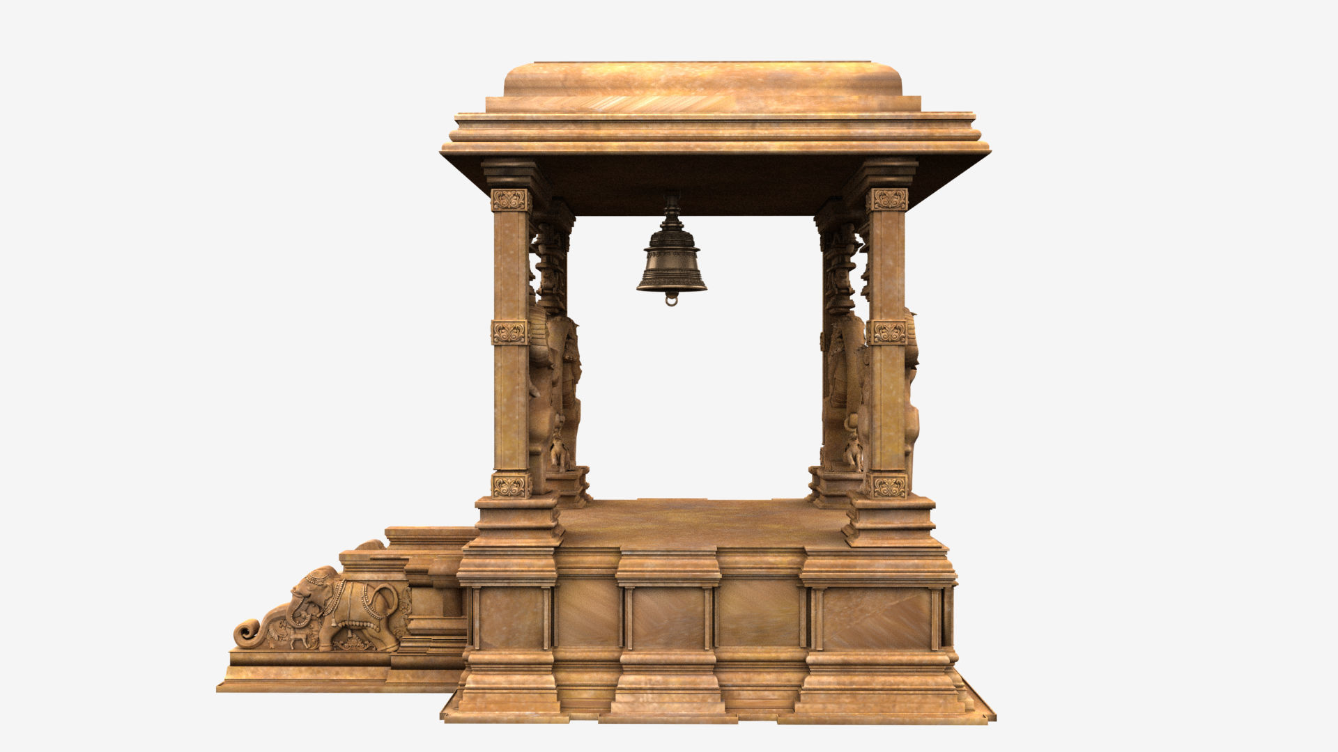 hindu temple bell 3D model_2