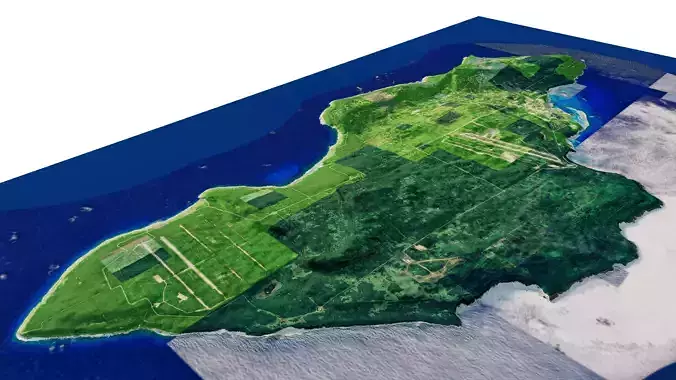 Tinian Island full 3d model terrain Low-poly 3D model