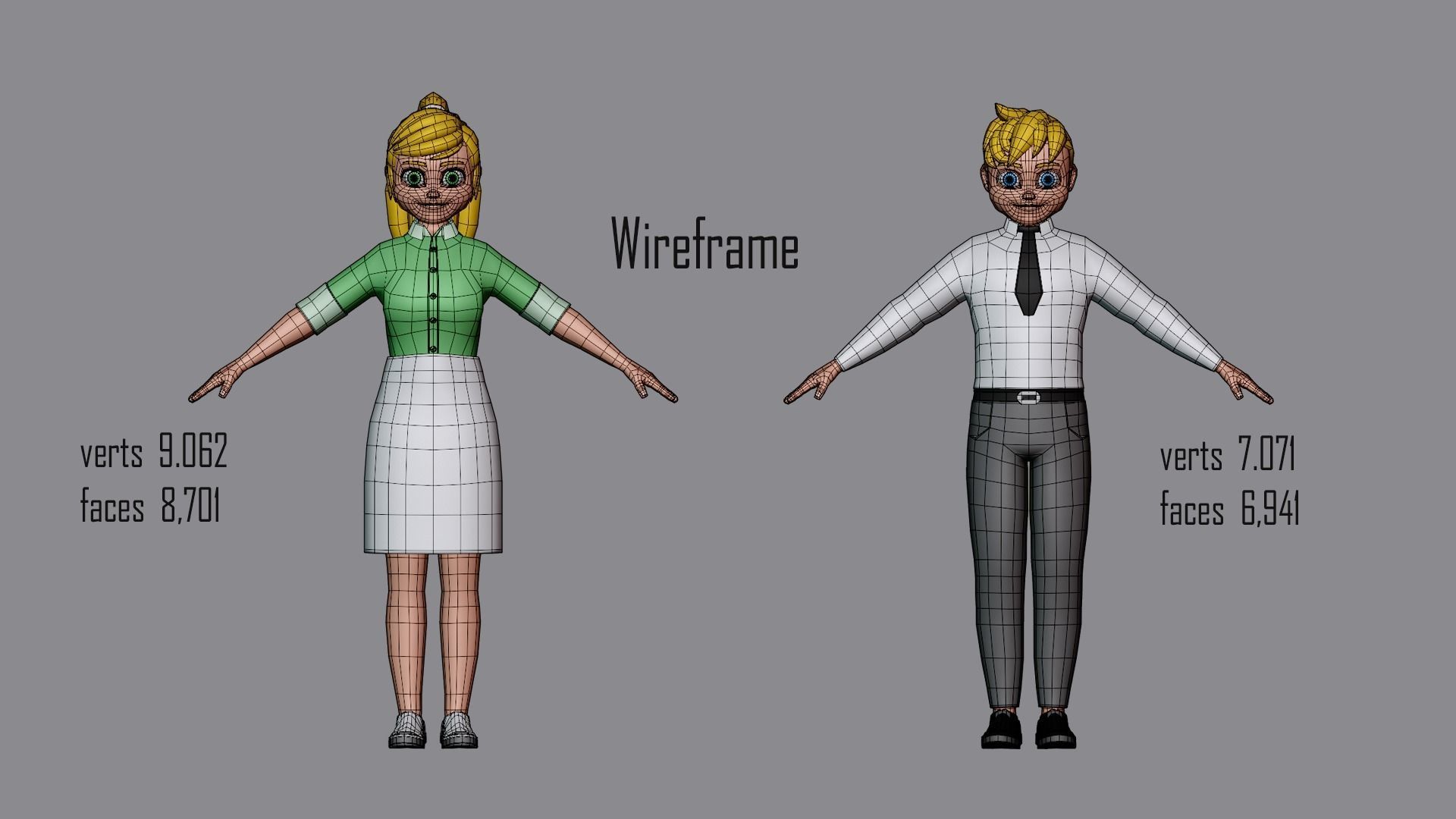 Cartoon characters 3 02 office Low-poly 3D model_9