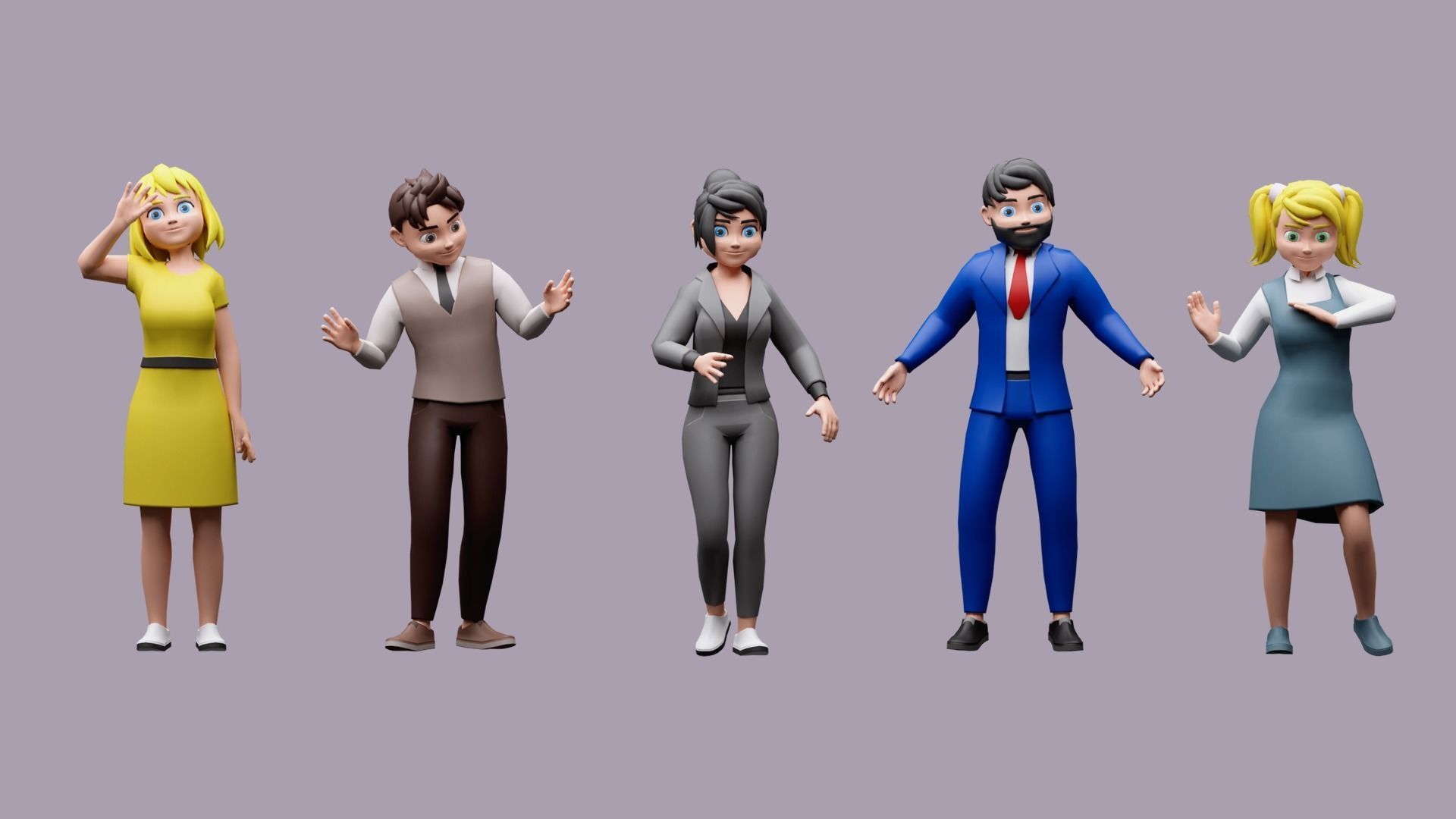 Cartoon characters 3 02 office Low-poly 3D model_6