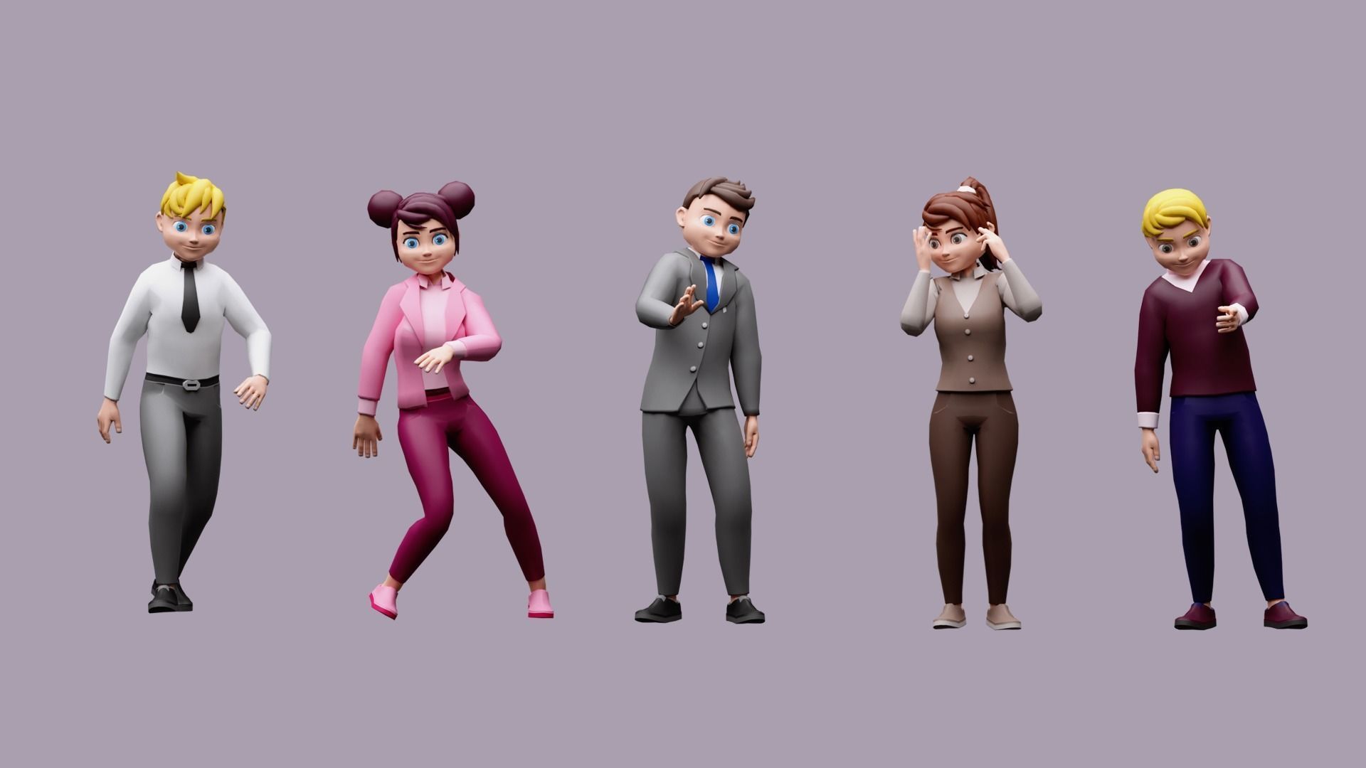Cartoon characters 3 02 office Low-poly 3D model_5