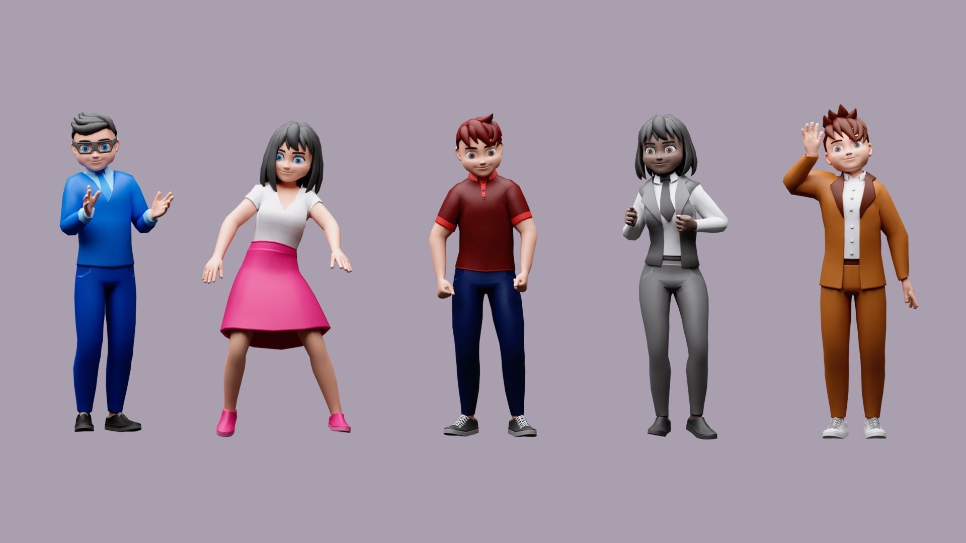 Cartoon characters 3 02 office Low-poly 3D model_7