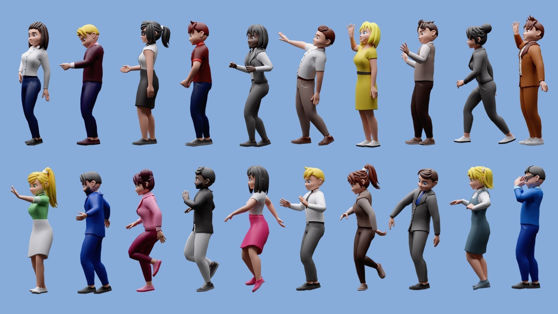 Cartoon characters 3 02 office Low-poly 3D model_2