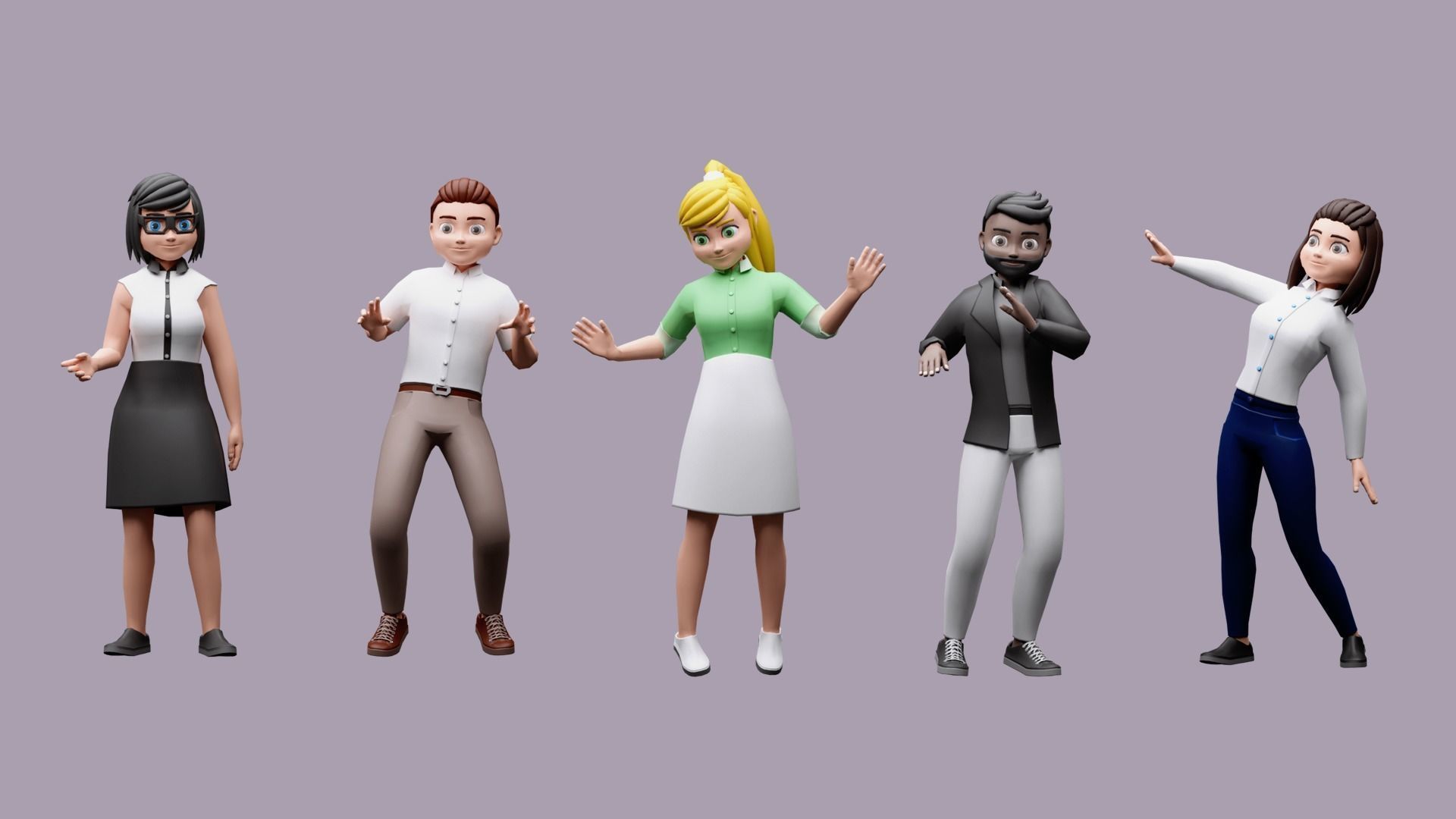 Cartoon characters 3 02 office Low-poly 3D model_8