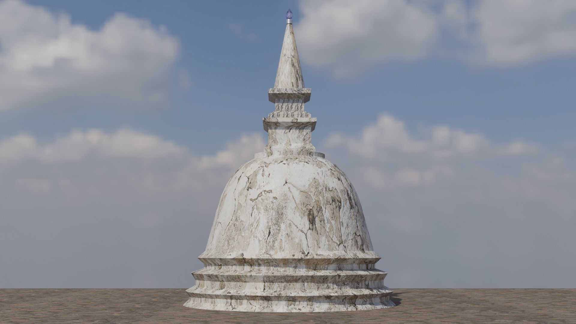 Stupa 3D Model - Blender Cycles Render Low-poly 3D model_1