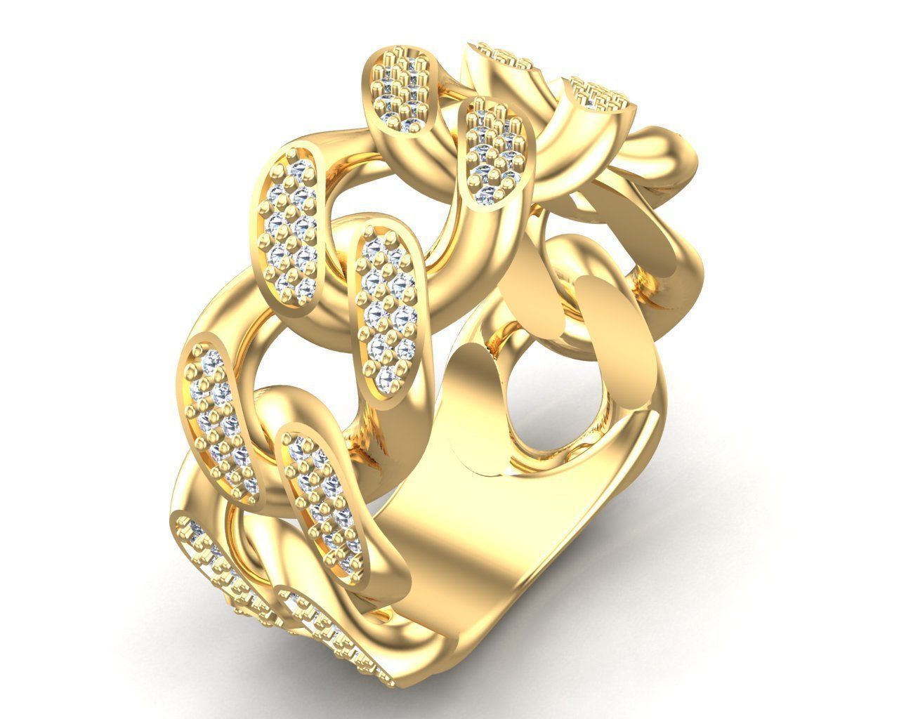 Cuban Link Chain Ring Double Rows 3D print model_3