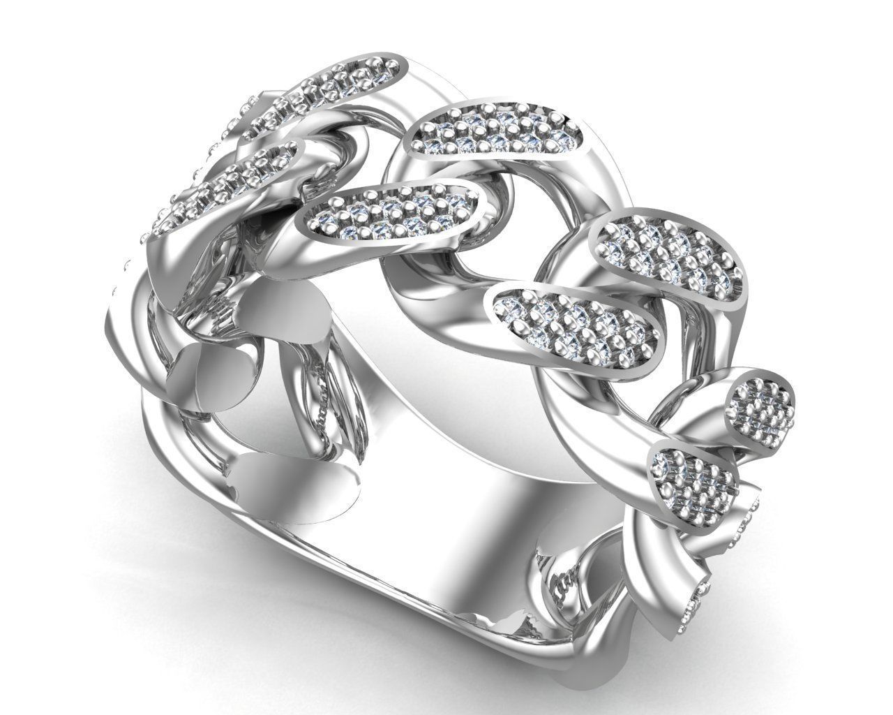 Cuban Link Chain Ring Double Rows 3D print model_6