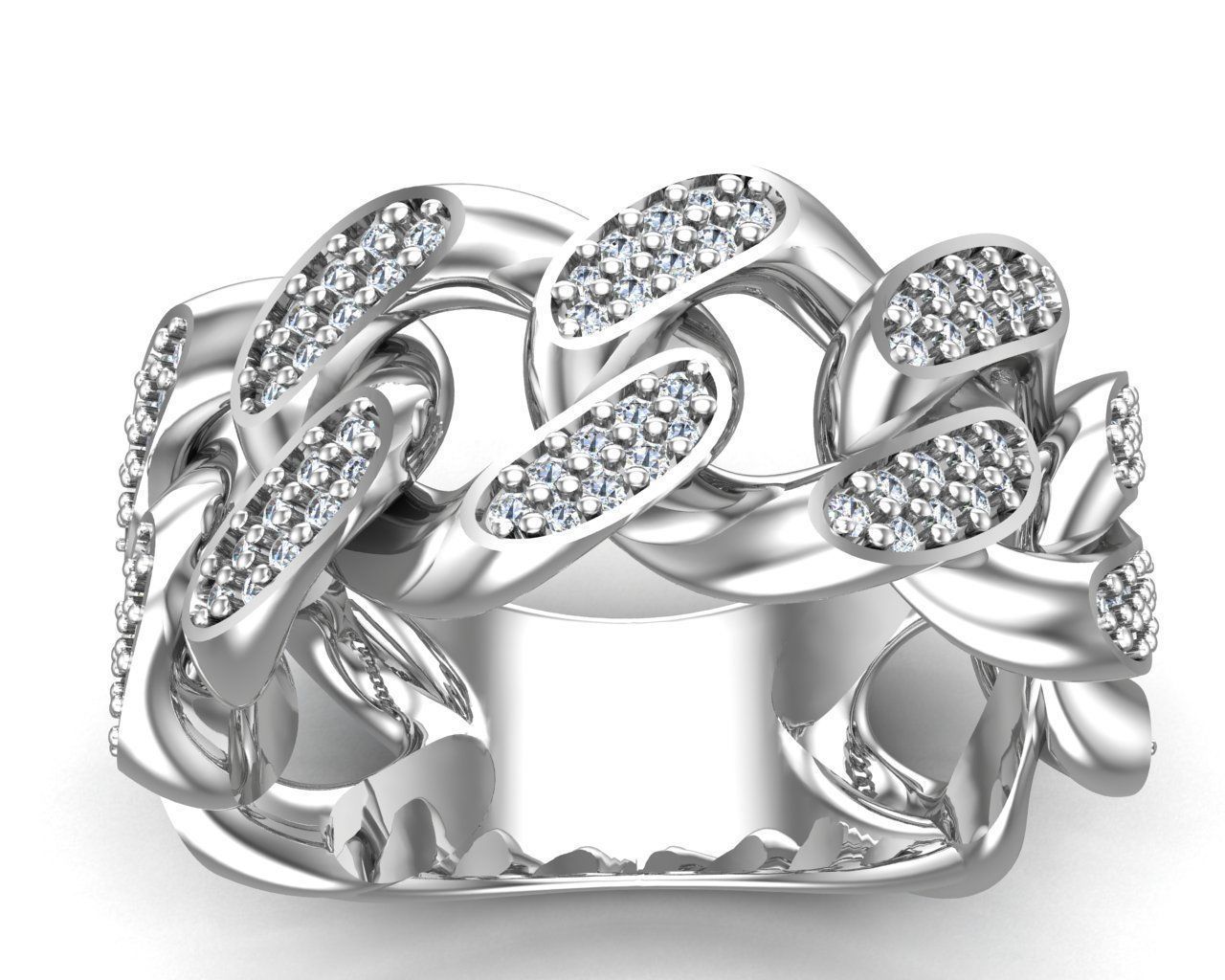 Cuban Link Chain Ring Double Rows 3D print model_4