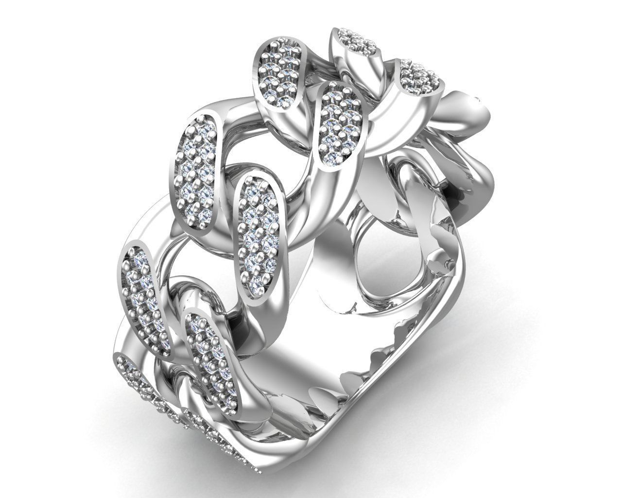 Cuban Link Chain Ring Double Rows 3D print model_1