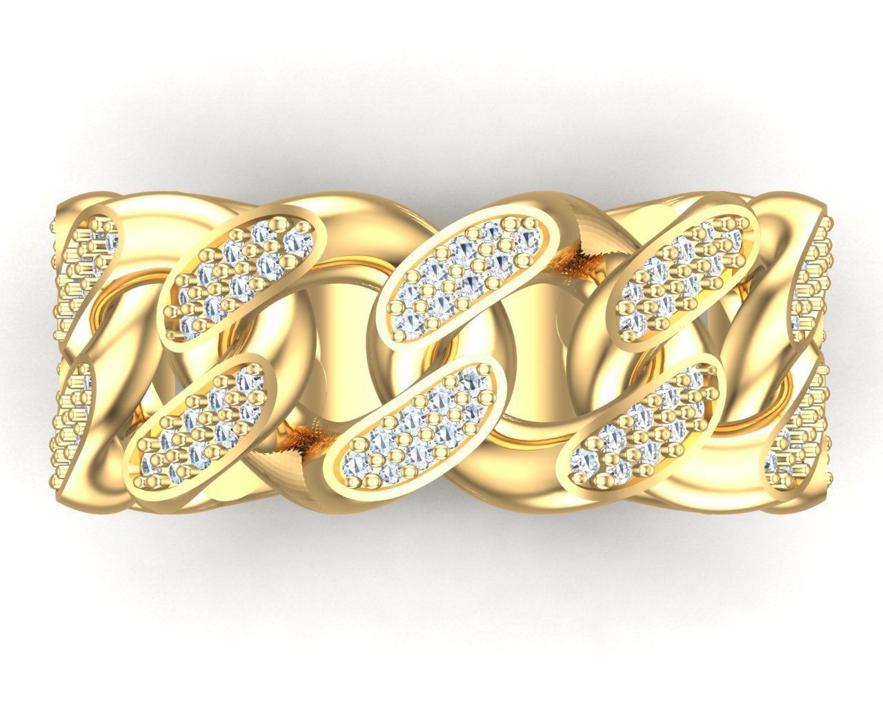 Cuban Link Chain Ring Double Rows 3D print model_7