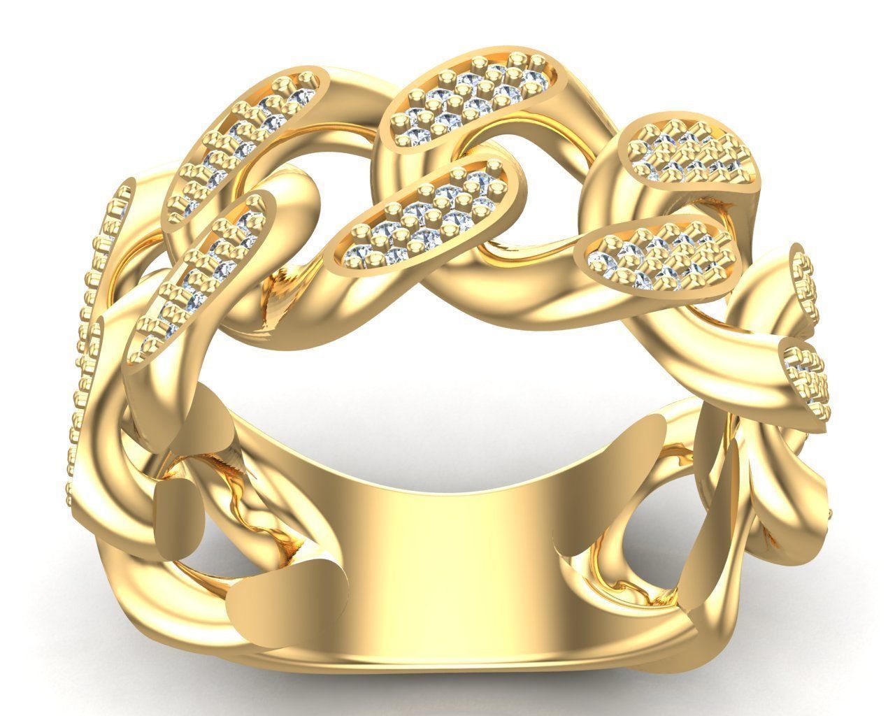 Cuban Link Chain Ring Double Rows 3D print model_5