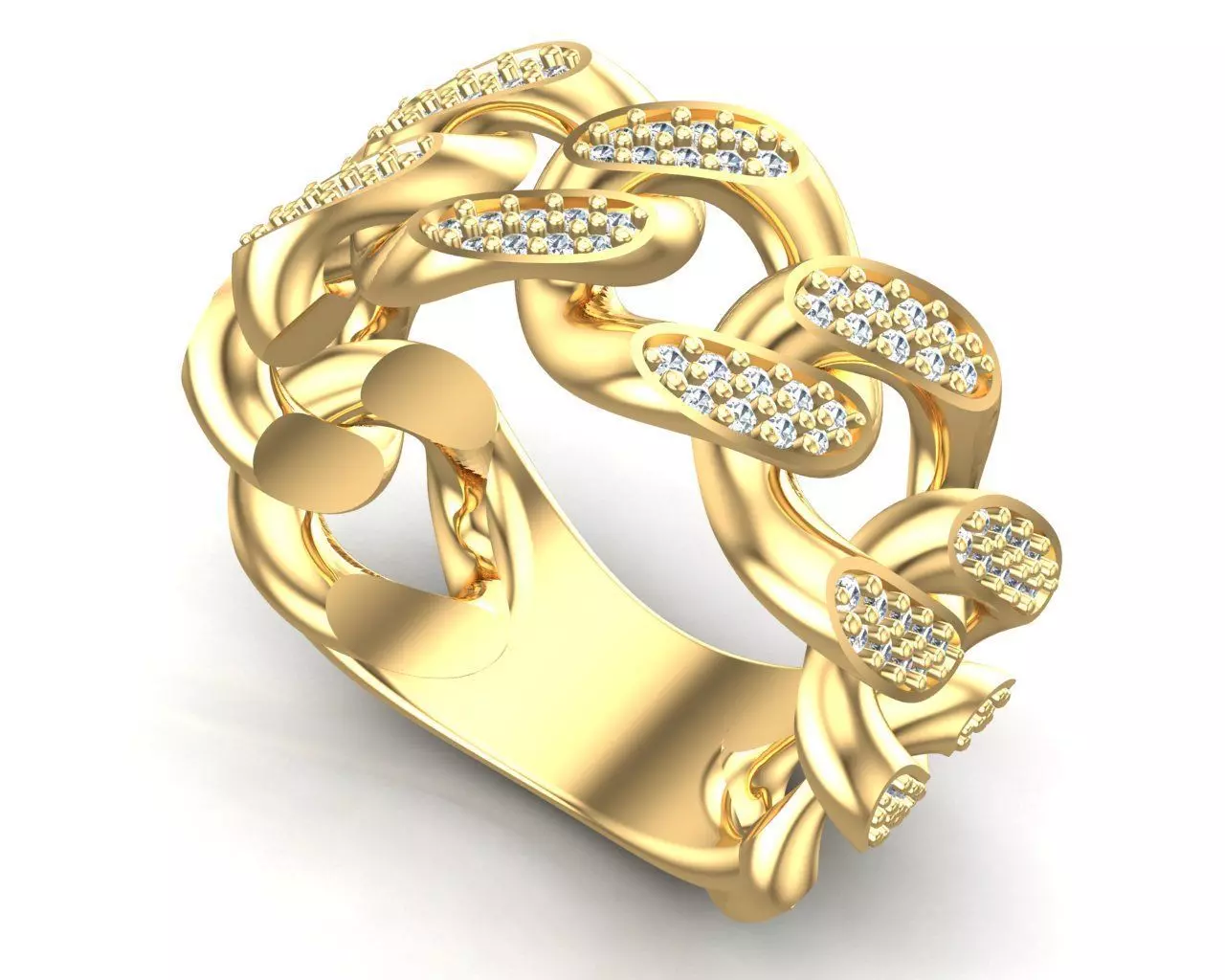 Cuban Link Chain Ring Double Rows 3D print model_0