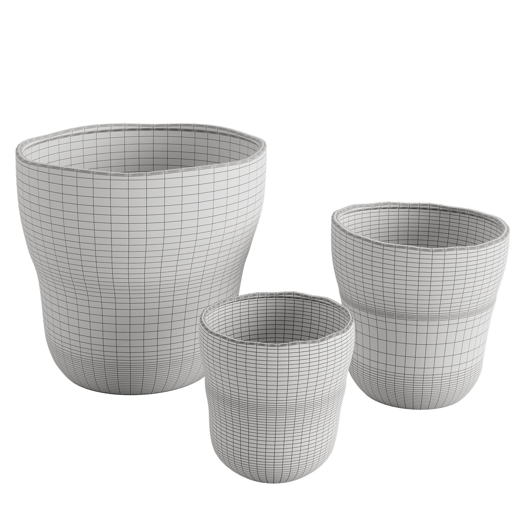 Tan White Ceramic Vase 3D model_2