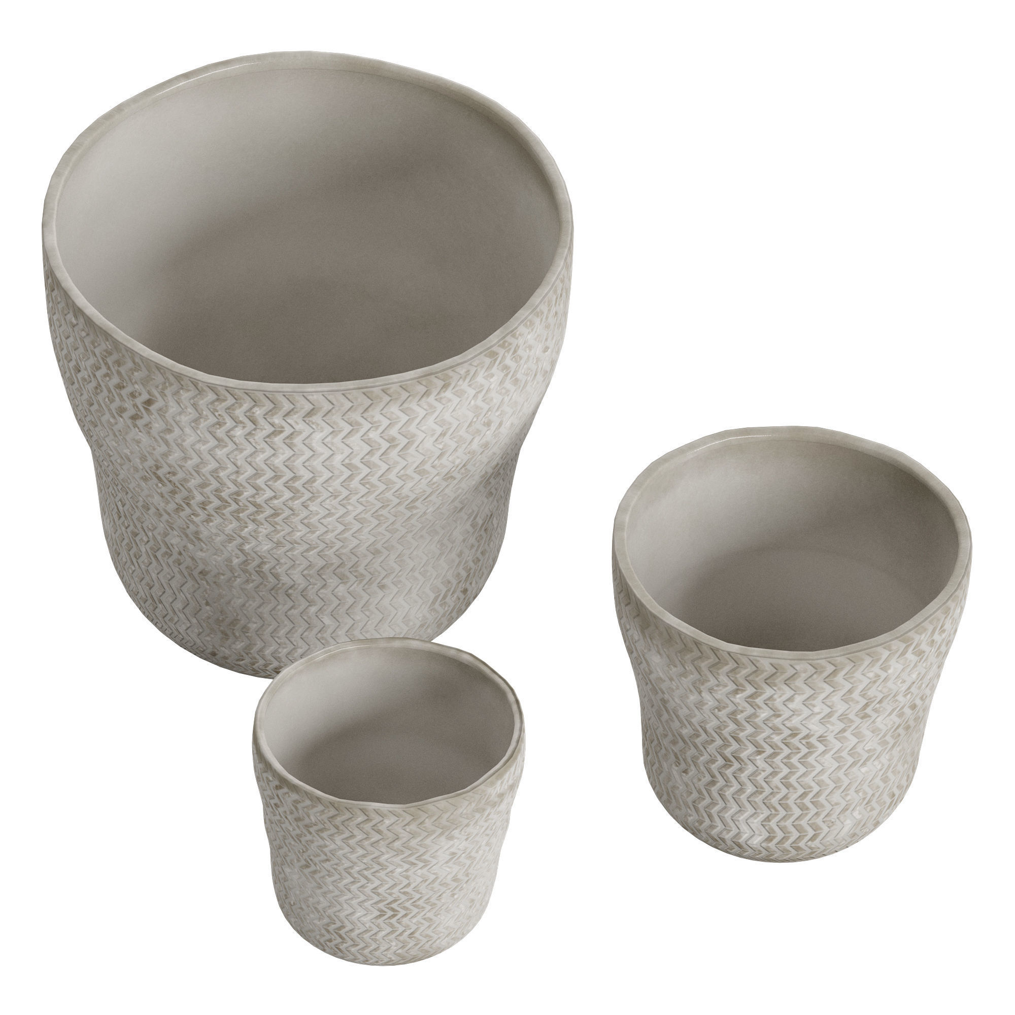 Tan White Ceramic Vase 3D model_1