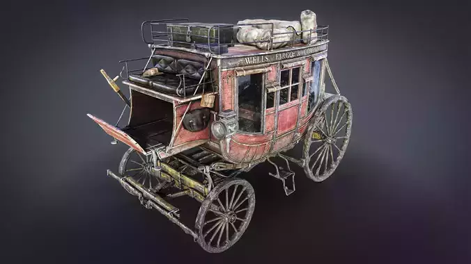 Stagecoach - Gameready - UE 5 - CGI Low-poly 3D model