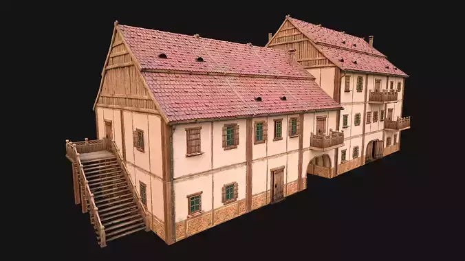 Medieval European Brick House Low-poly 3D model Medieval European Brick House Low-poly 3D model