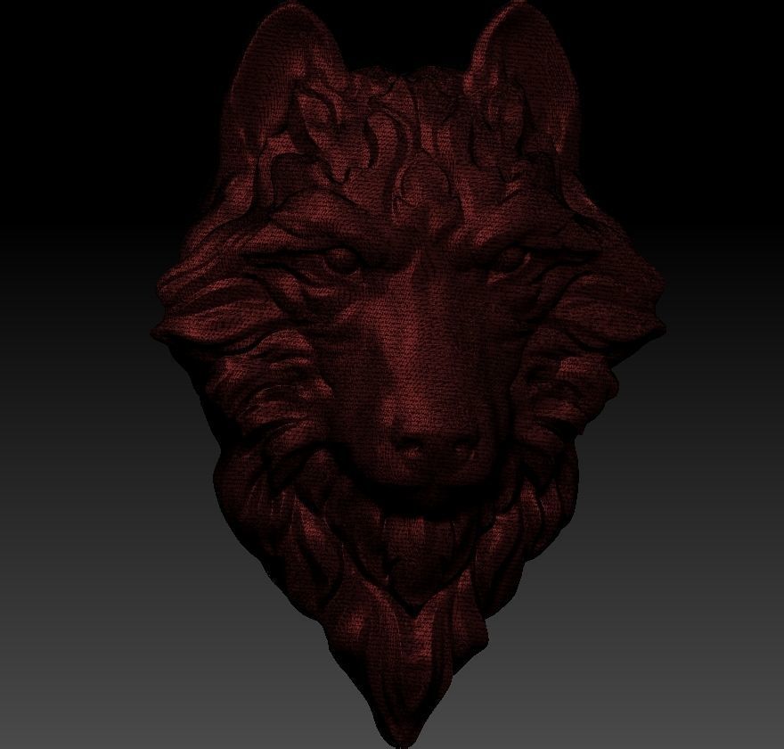 3D model RELIEF HEAD WOLF 3D print model_37