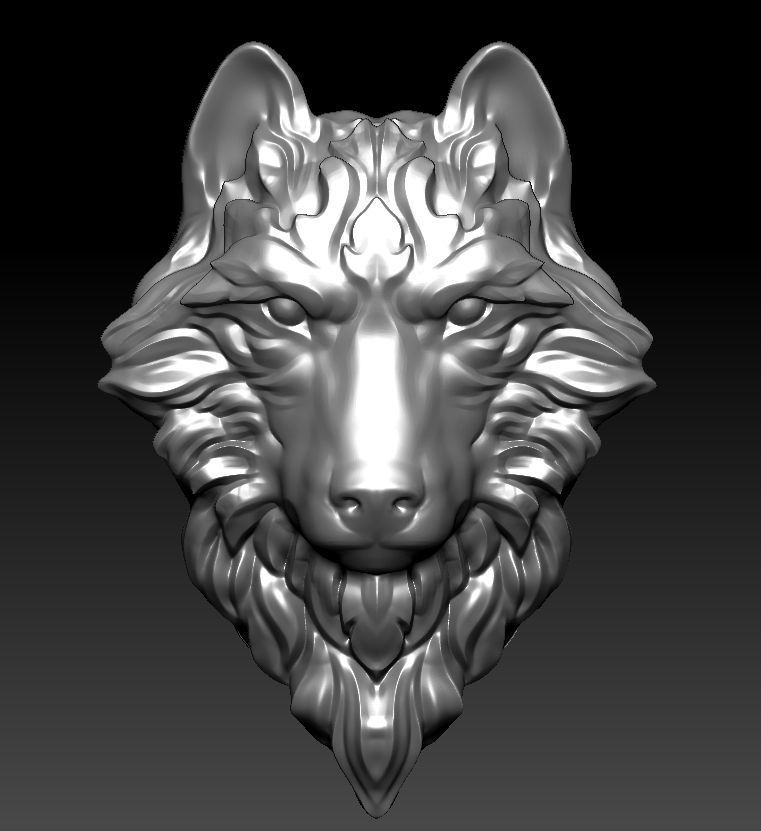 3D model RELIEF HEAD WOLF 3D print model_1