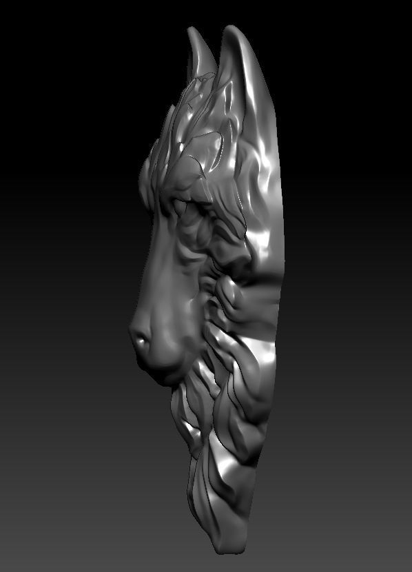 3D model RELIEF HEAD WOLF 3D print model_6