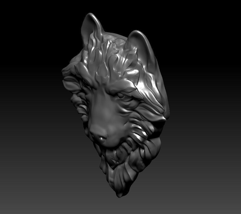 3D model RELIEF HEAD WOLF 3D print model_33