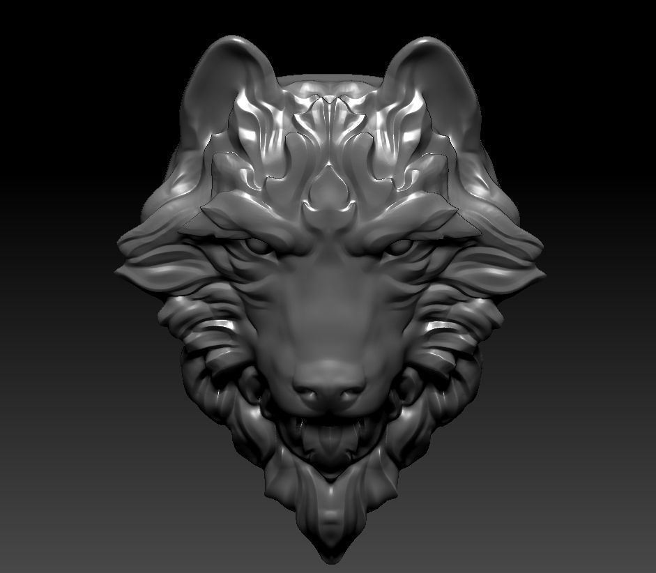 3D model RELIEF HEAD WOLF 3D print model_20