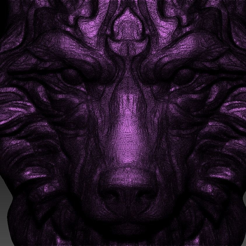 3D model RELIEF HEAD WOLF 3D print model_42