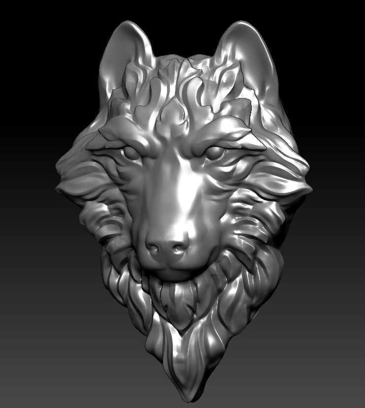 3D model RELIEF HEAD WOLF 3D print model_2
