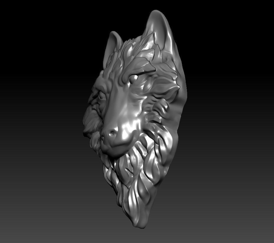 3D model RELIEF HEAD WOLF 3D print model_34