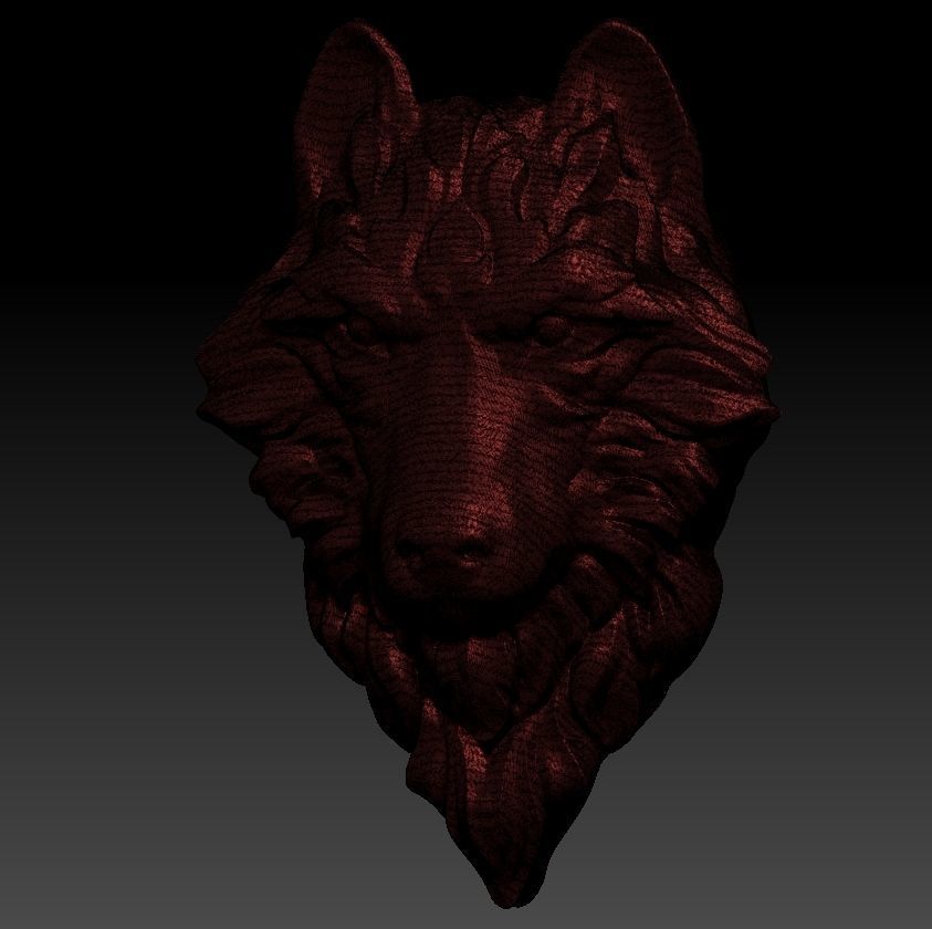 3D model RELIEF HEAD WOLF 3D print model_39